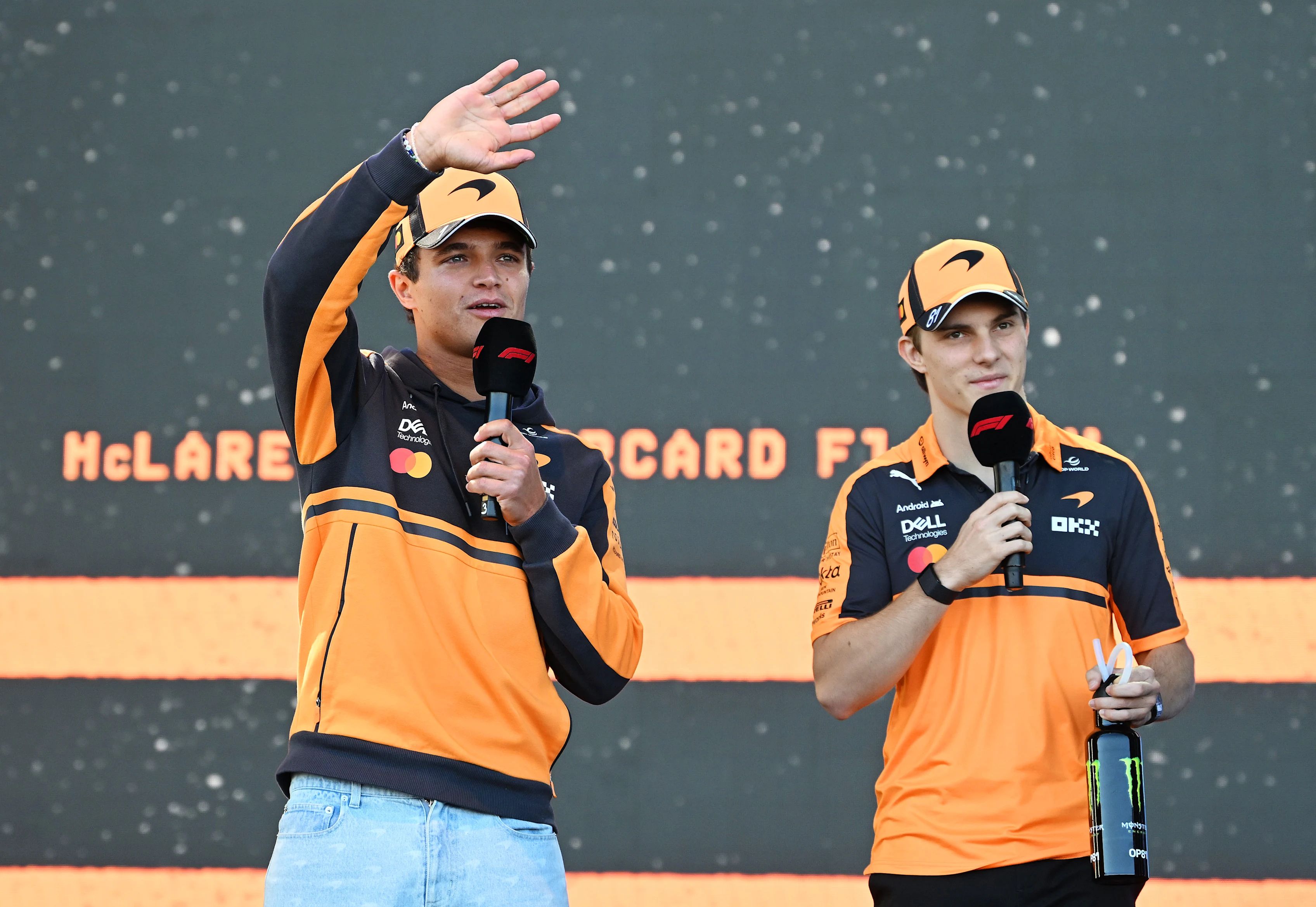 MADRID, SPAIN - SEPTEMBER 11: Lando Norris of Great Britain and McLaren and Oscar Piastri of