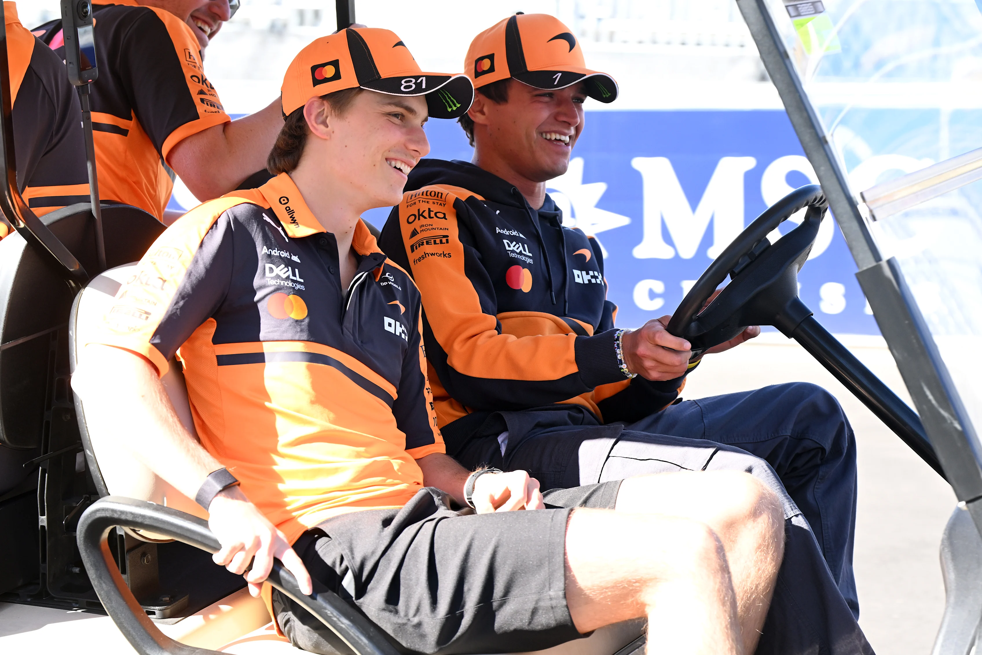 MADRID, SPAIN - SEPTEMBER 10: Lando Norris of Great Britain and McLaren and Oscar Piastri of