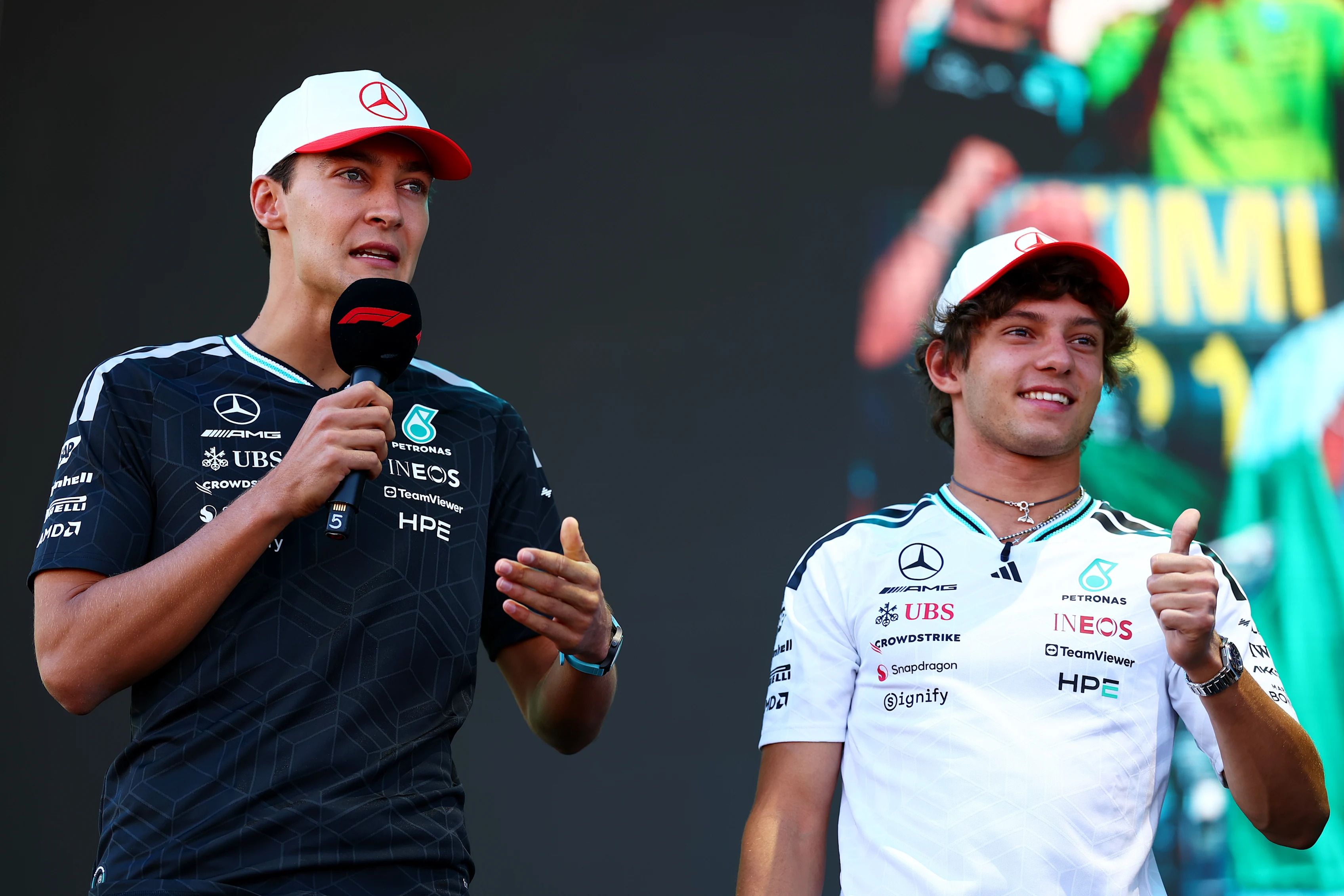MADRID, SPAIN - SEPTEMBER 12: George Russell of Great Britain and Mercedes AMG Petronas F1 Team and