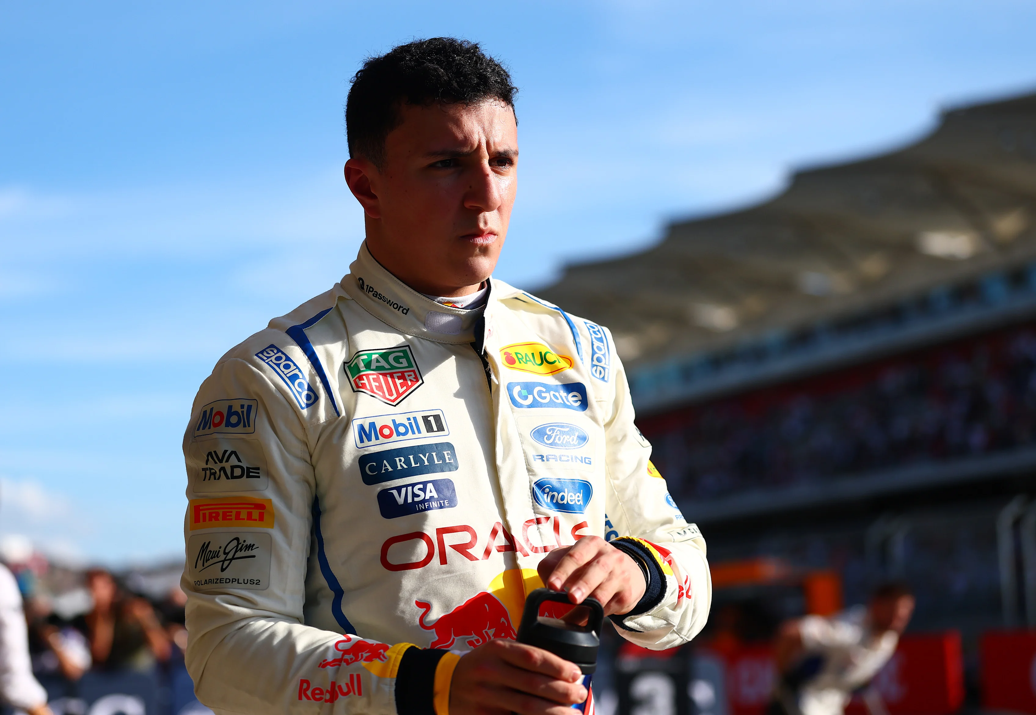 AUSTIN, TEXAS - OCTOBER 24: Third placed qualifier Isack Hadjar of France and Oracle Red Bull