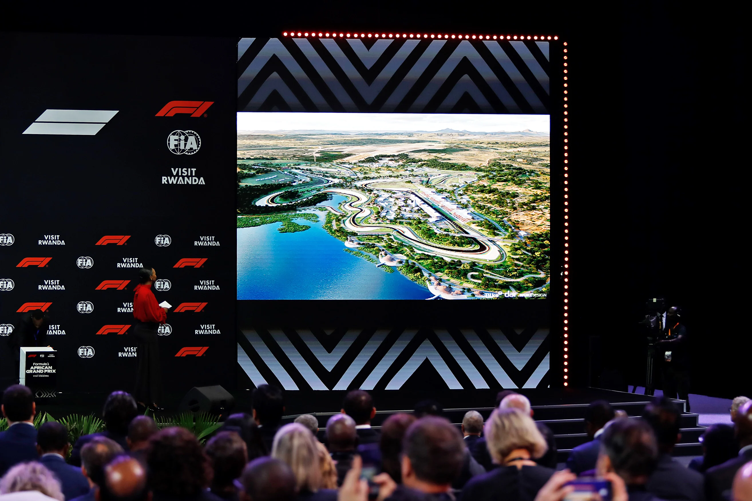KIGALI, RWANDA - OCTOBER 13: A rendering of a circuit to announce a Formula 1 race to be hosted in