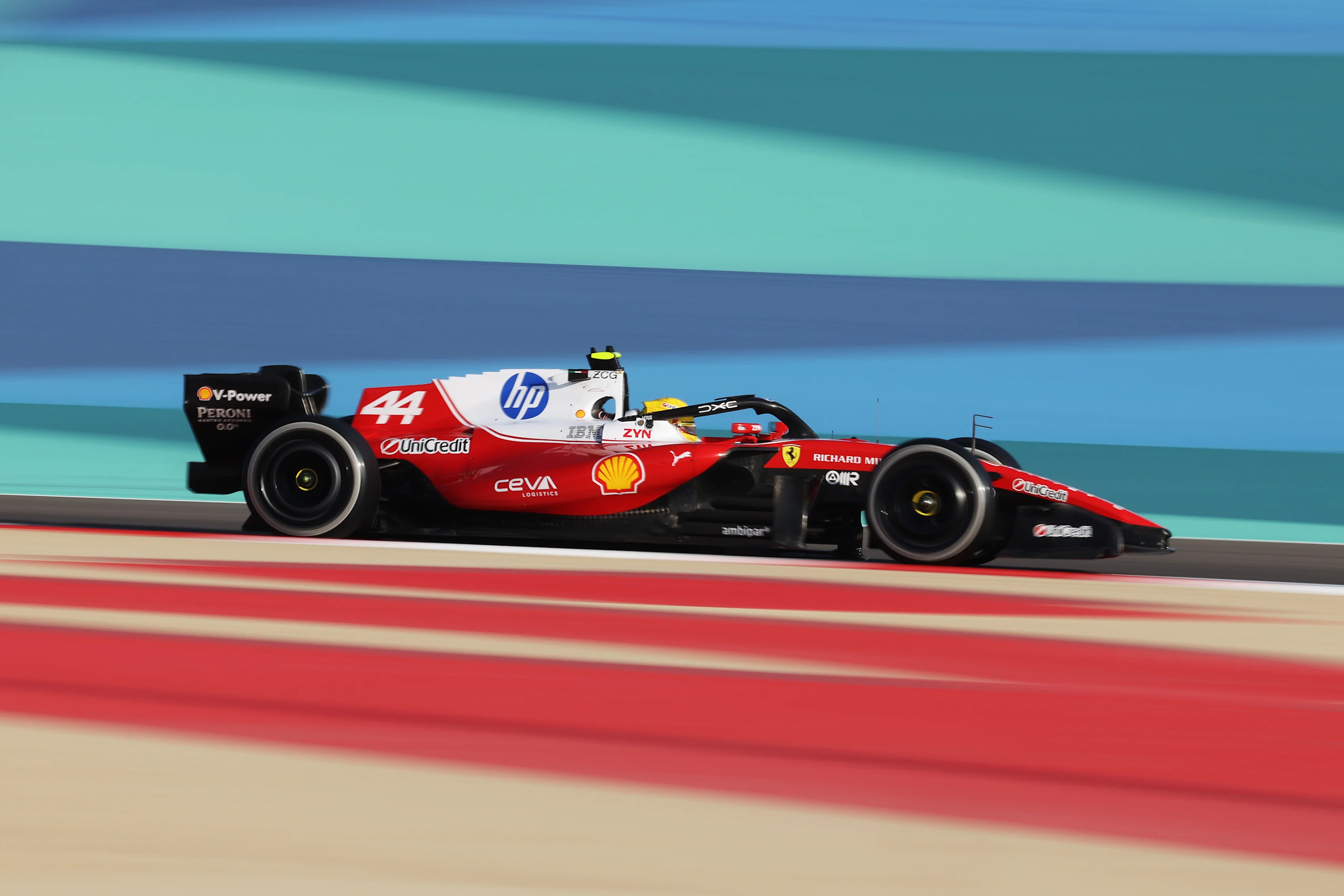 BAHRAIN, BAHRAIN - FEBRUARY 19: Lewis Hamilton of Great Britain driving the (44) Scuderia Ferrari