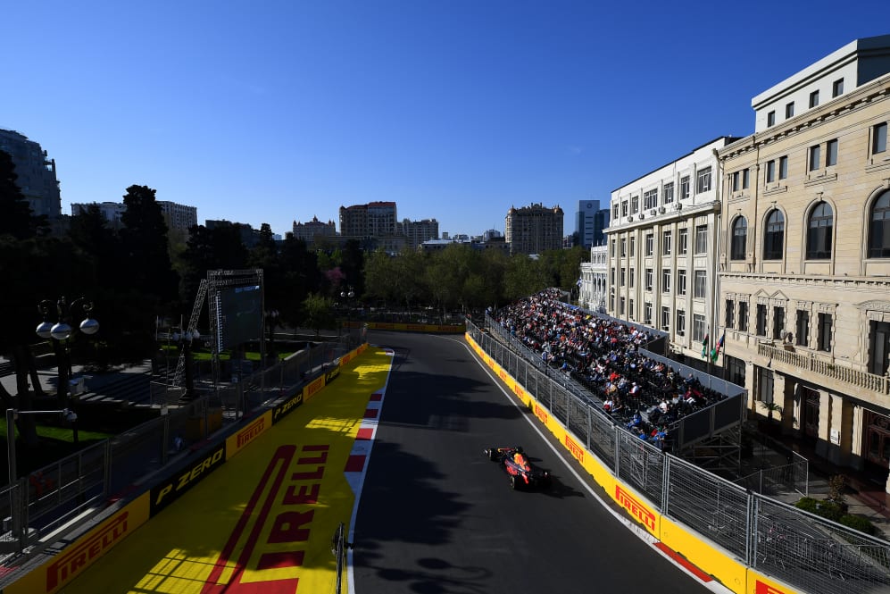 BAKU, AZERBAIJAN - APRIL 28: Max Verstappen of the Netherlands driving the (33) Aston Martin Red