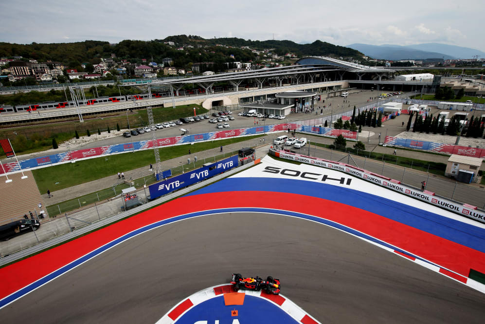 SOCHI, RUSSIA - SEPTEMBER 27: Max Verstappen of the Netherlands driving the (33) Aston Martin Red