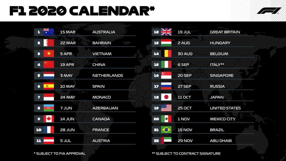 Updated: 2022 F1 calendar and standings