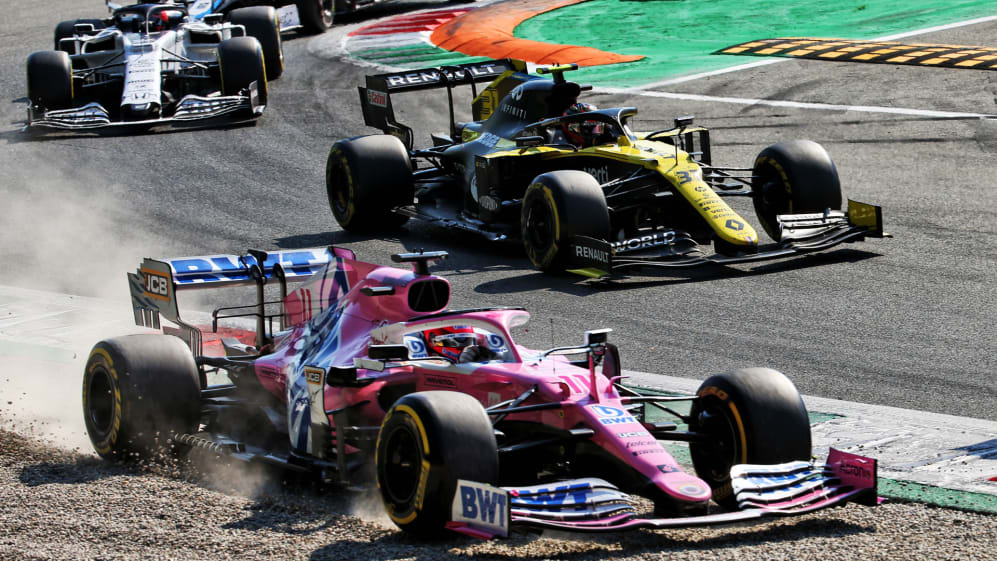Sergio Perez (MEX) Racing Point F1 Team RP19 runs wide.
06.09.2020. Formula 1 World Championship,