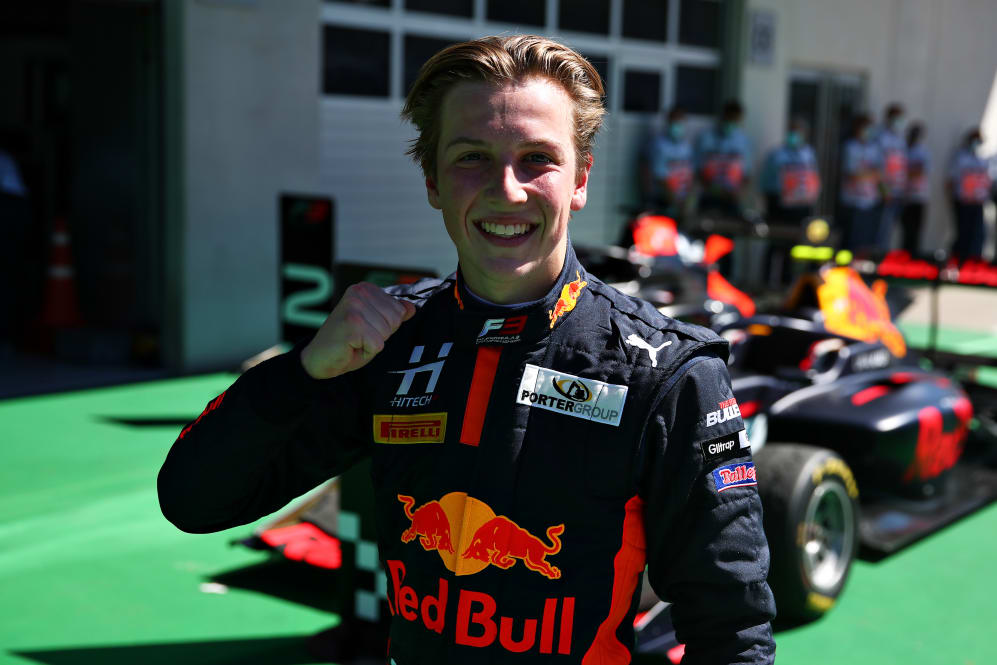 SPIELBERG, AUSTRIA - JULY 05: Race winner Liam Lawson of New Zealand and Hitech Grand Prix
