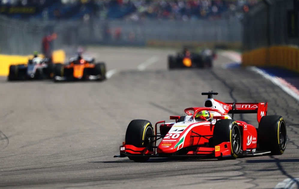 SOCHI, RUSSIA - SEPTEMBER 27: Mick Schumacher of Germany and Prema Racing (20) drives on track