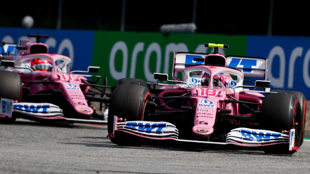 Lance Stroll, Racing Point RP20 and Sergio Perez, Racing Point RP20