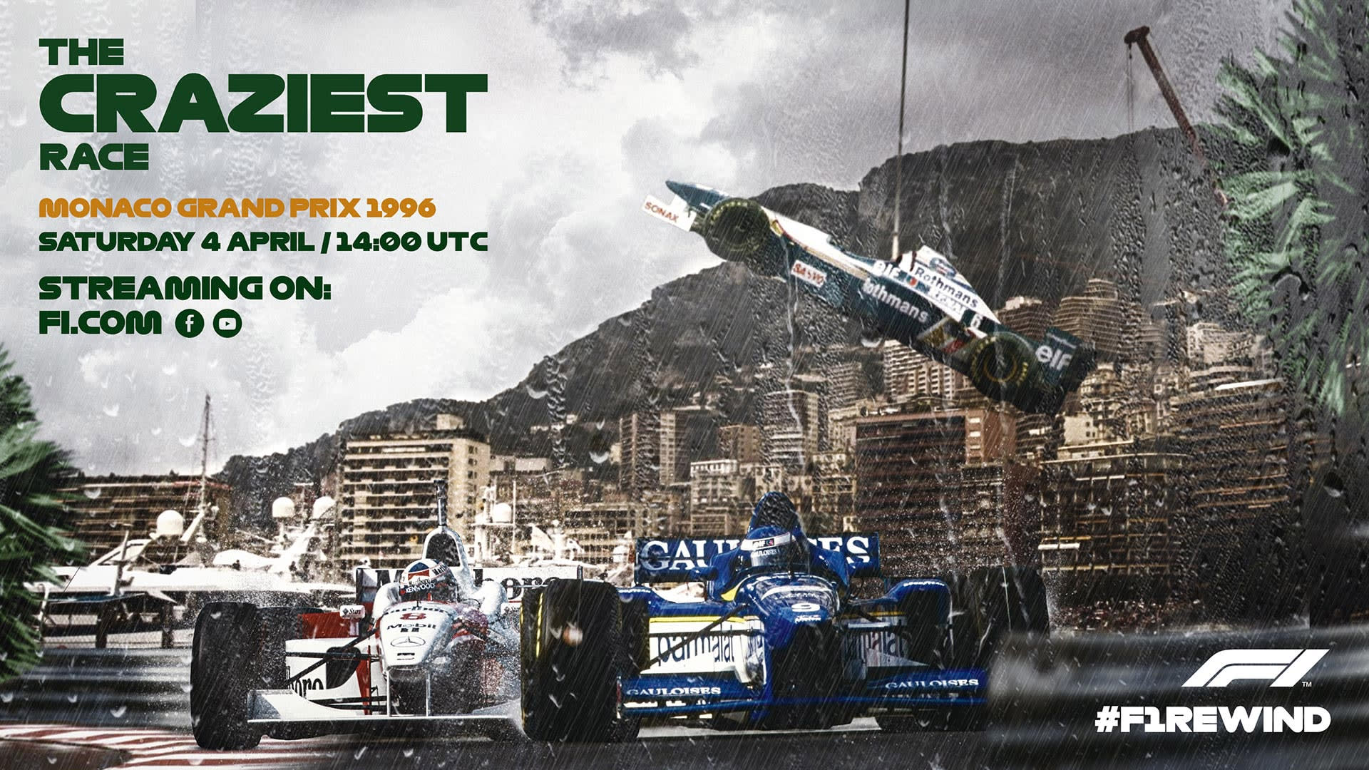 Watch one of the greatest wet races ever in our re-run of the 1996 Monaco Grand Prix Formula 1®
