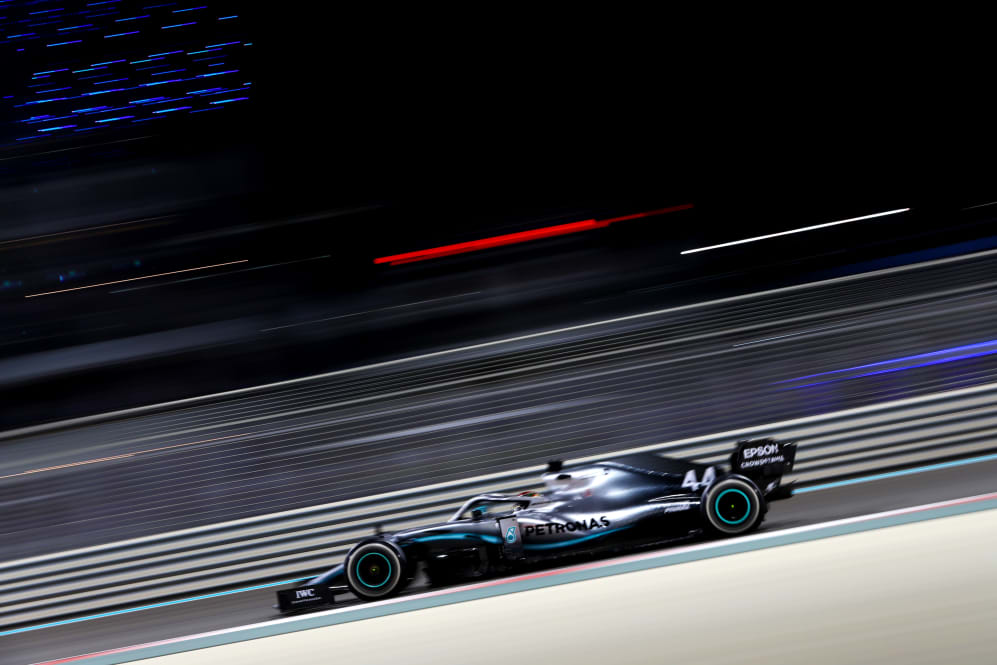 ABU DHABI, UNITED ARAB EMIRATES - DECEMBER 01: Lewis Hamilton of Great Britain driving the (44)