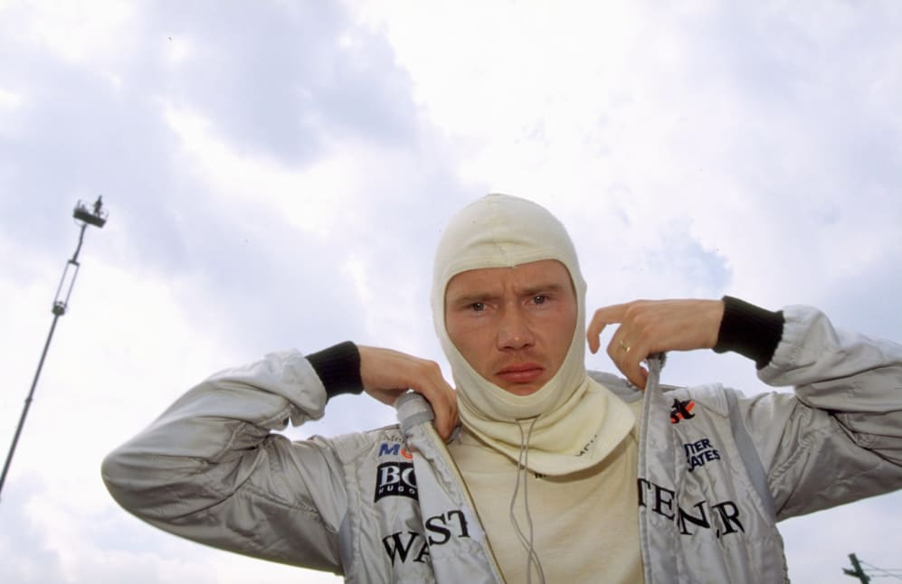 14-16 Aug 1998: McLaren-Mercedes driver Mika Hakkinen of Finland prepares for the Hungarian Grand