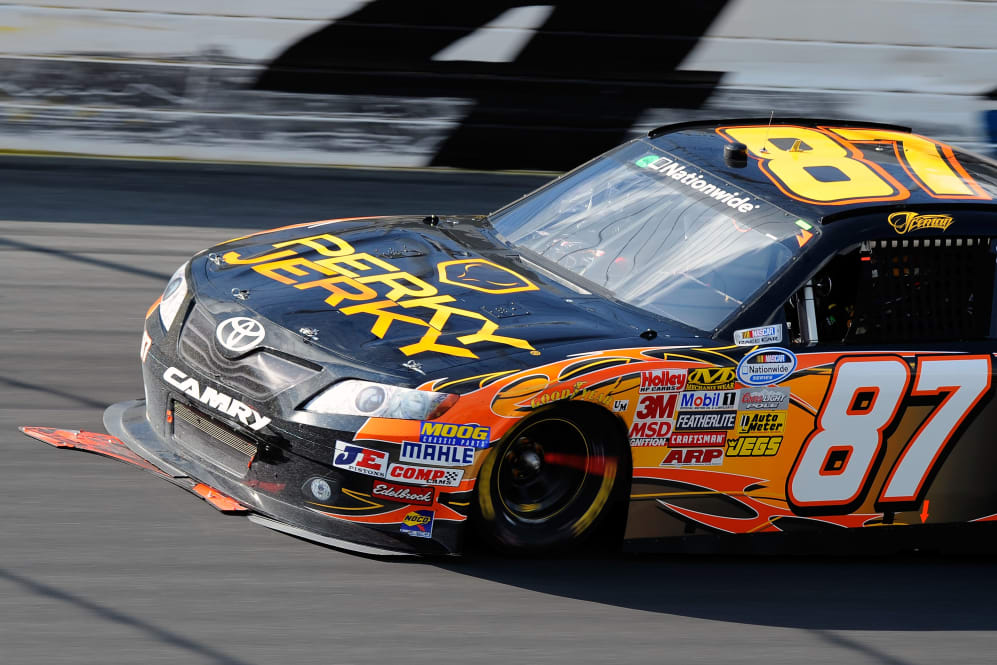 CHARLOTTE, NC - MAY 28: Kimi Raikkonen drives the #87 Perky Jerky Toyota with a damaged splitter