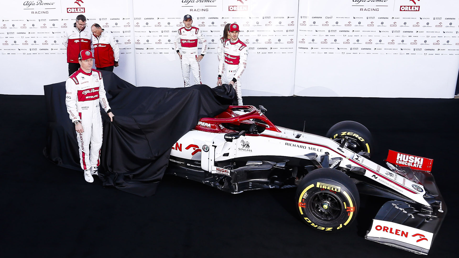 Raikkonen and Giovinazzi unveil 2020 Alfa Romeo F1 car at Raikkonen and Giovinazzi unveil 2020 Alfa Romeo F1 car at