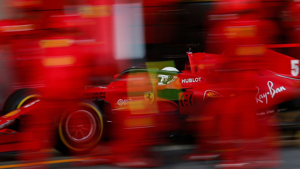 BARCELONA, SPAIN - FEBRUARY 21: Sebastian Vettel of Germany driving the (5) Scuderia Ferrari SF1000