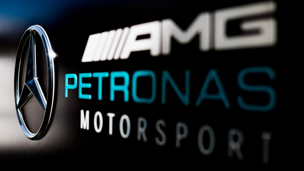 BARCELONA, SPAIN - MAY 12:Mercedes logo during the F1 Grand Prix of Spain at Circuit de