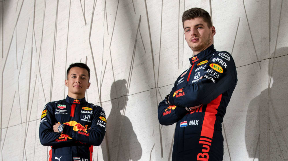 Max Verstappen and Alexander Albon pose for a portrait in Abu Dhabi, UAE in November 2019 //