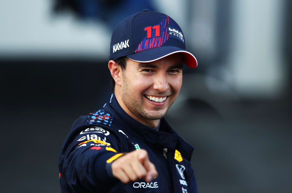 BAKU, AZERBAIJAN - JUNE 06: Race winner Sergio Perez of Mexico and Red Bull Racing celebrates in