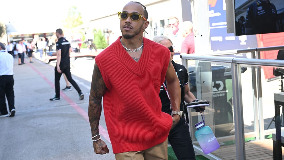 Lewis Hamilton shows off his snazzy sense of style in an eye
