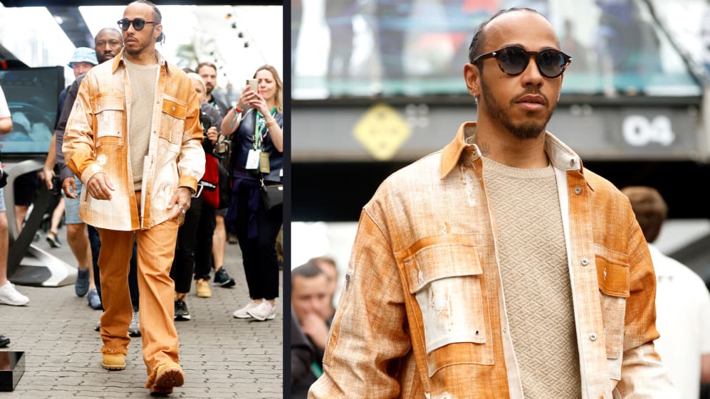 Lewis Hamilton shows off his snazzy sense of style in an eye