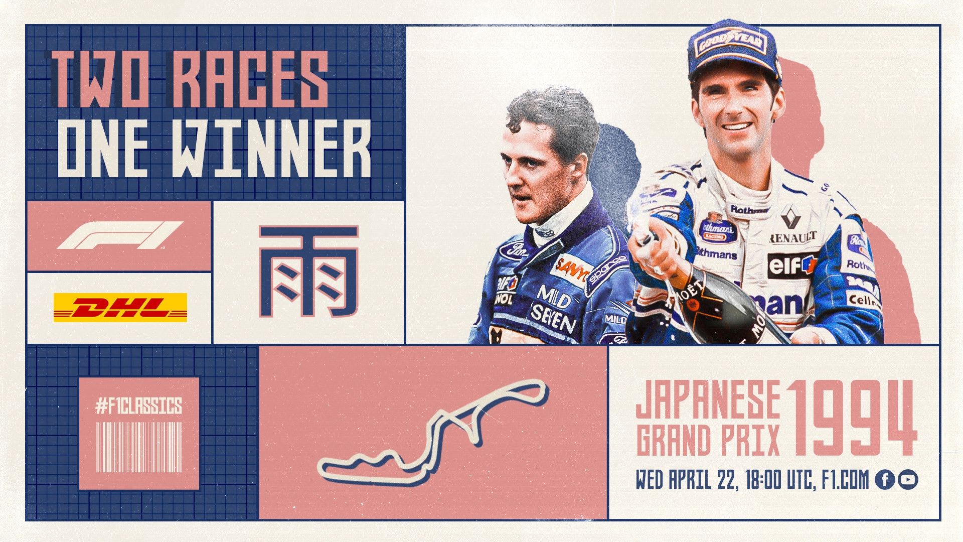 WATCH LIVE Join our full race stream of Hill vs Schumacher in the 1994 Japanese GP Formula 1®