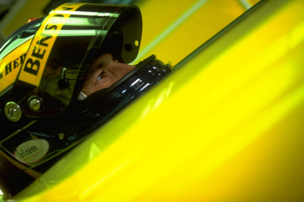 26 Sep 1999: Heinz Harald Frentzen of Germany prepares to race the Jordan at the European Formula