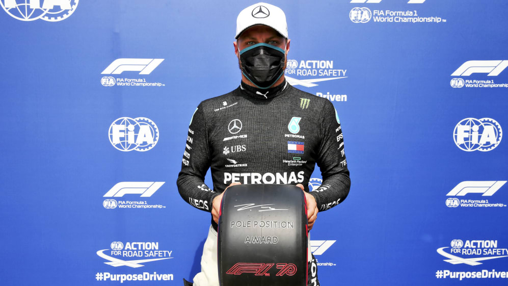 SILVERSTONE, UNITED KINGDOM - AUGUST 08: Pole Sitter Valtteri Bottas, Mercedes-AMG Petronas F1 with