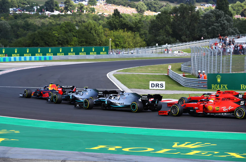 BUDAPEST, HUNGARY - AUGUST 04: Max Verstappen of the Netherlands driving the (33) Aston Martin Red