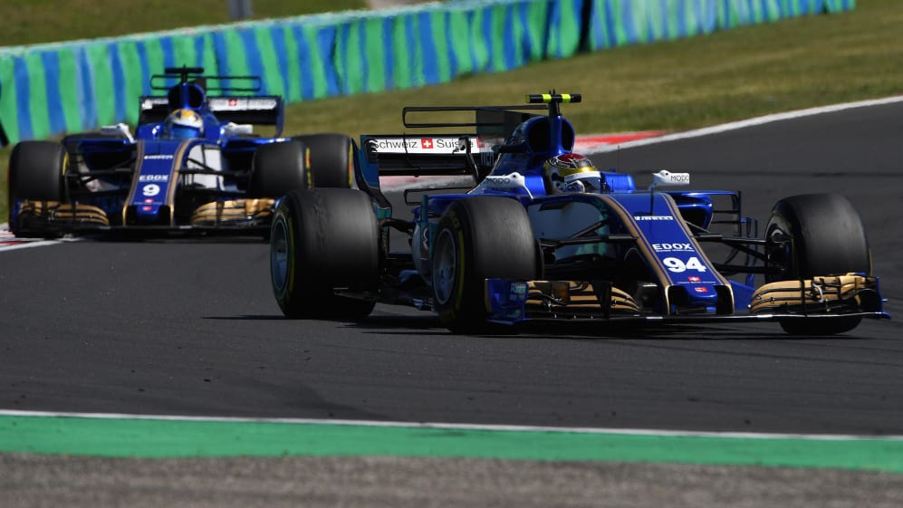 Pascal Wehrlein (GER) Sauber C36 and Marcus Ericsson (SWE) Sauber C36 at Formula One World