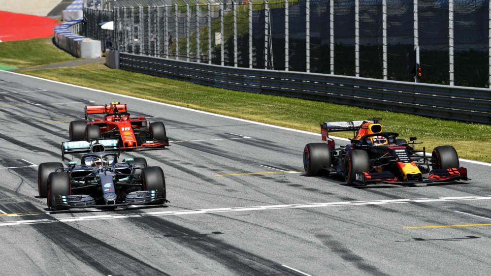 RED BULL RING, AUSTRIA - JUNE 29: Top three Qualifiers Charles Leclerc, Ferrari SF90, Lewis