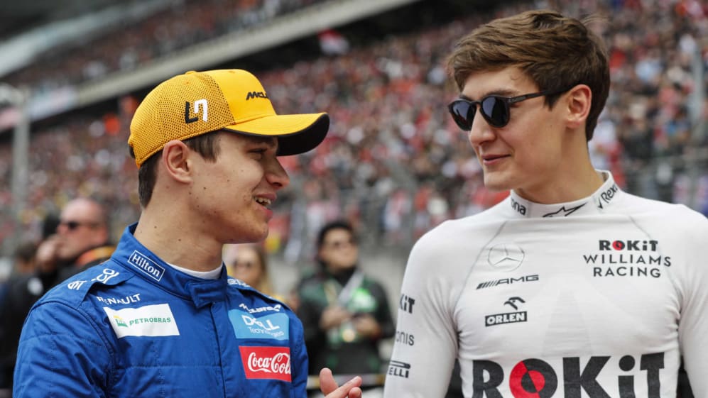 SHANGHAI INTERNATIONAL CIRCUIT, CHINA - APRIL 14: Lando Norris, McLaren, and George Russell,