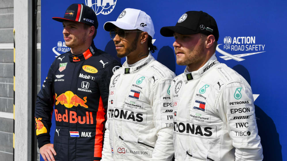 HOCKENHEIMRING, GERMANY - JULY 27: Top three Qualifiers Max Verstappen, Red Bull Racing, pole man