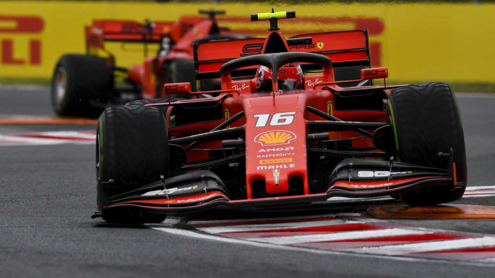 HUNGARORING, HUNGARY - AUGUST 02: Charles Leclerc, Ferrari SF90, leads Sebastian Vettel, Ferrari
