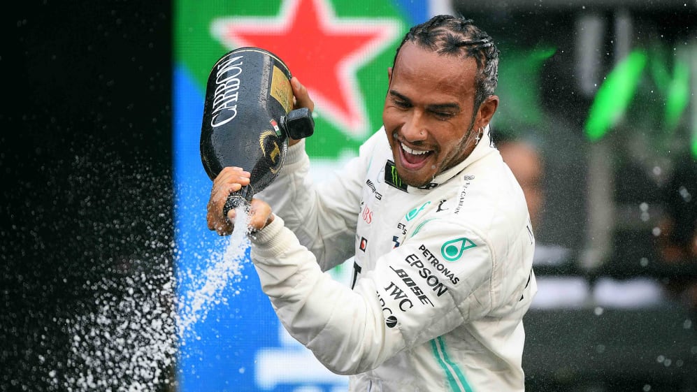 MEXICO CITY, MEXICO - OCTOBER 27: Race winner Lewis Hamilton of Great Britain and Mercedes GP