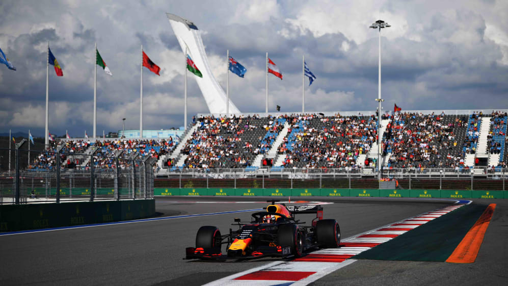 SOCHI, RUSSIA - SEPTEMBER 28: Max Verstappen of the Netherlands driving the (33) Aston Martin Red