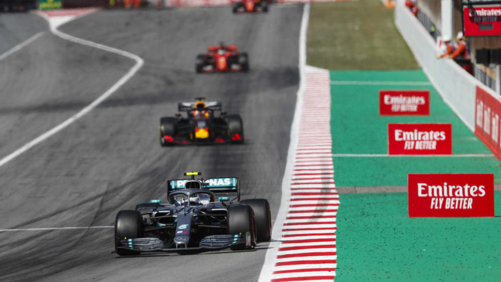 CIRCUIT DE BARCELONA-CATALUNYA, SPAIN - MAY 12: Valtteri Bottas, Mercedes AMG W10, leads Max