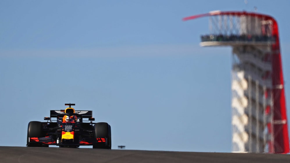 Max Verstappen about to land in United States Grand Prix.