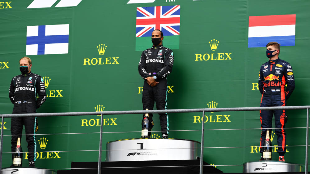 SPA, BELGIUM - AUGUST 30: Race winner Lewis Hamilton of Great Britain and Mercedes GP, second