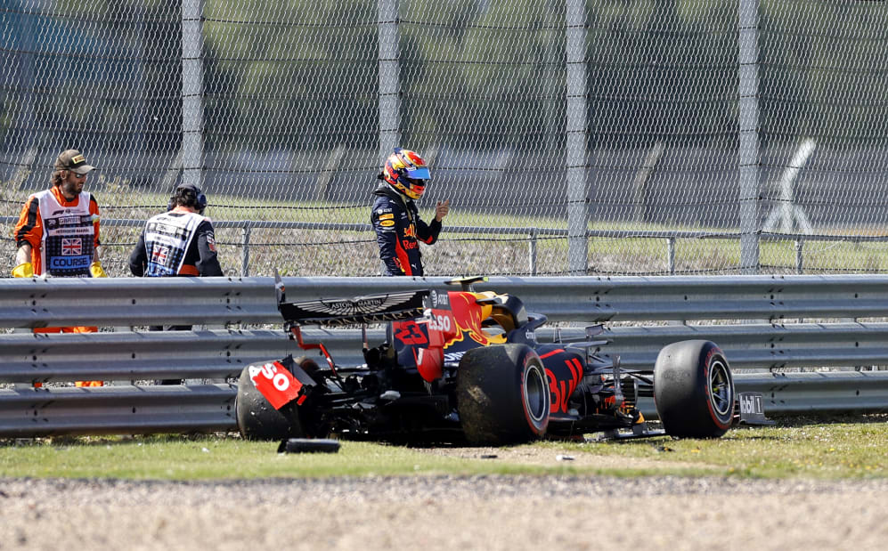 NORTHAMPTON, ENGLAND - JULY 31: Alexander Albon of Thailand and Red Bull Racing gets out of his car