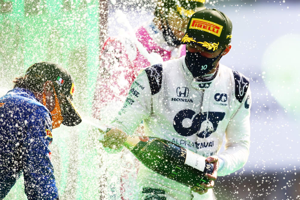 MONZA, ITALY - SEPTEMBER 06: Race winner Pierre Gasly of France and Scuderia AlphaTauri and second