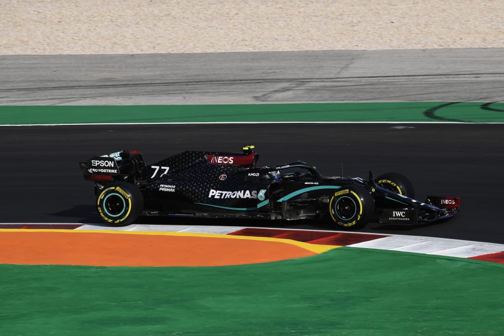 PORTIMAO, PORTUGAL - OCTOBER 24: Valtteri Bottas of Finland driving the (77) Mercedes AMG Petronas