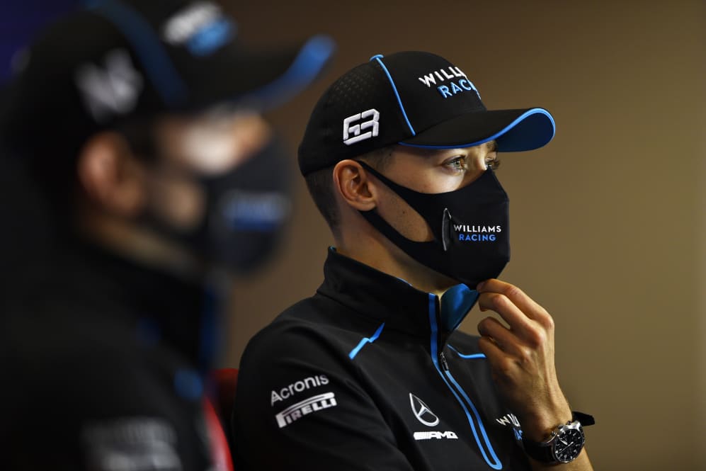 PORTIMAO, PORTUGAL - OCTOBER 22: George Russell of Great Britain and Williams talks in the Drivers