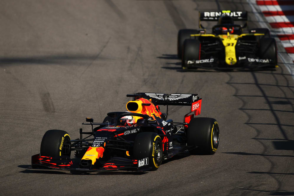 SOCHI, RUSSIA - SEPTEMBER 27: Max Verstappen of the Netherlands driving the (33) Aston Martin Red