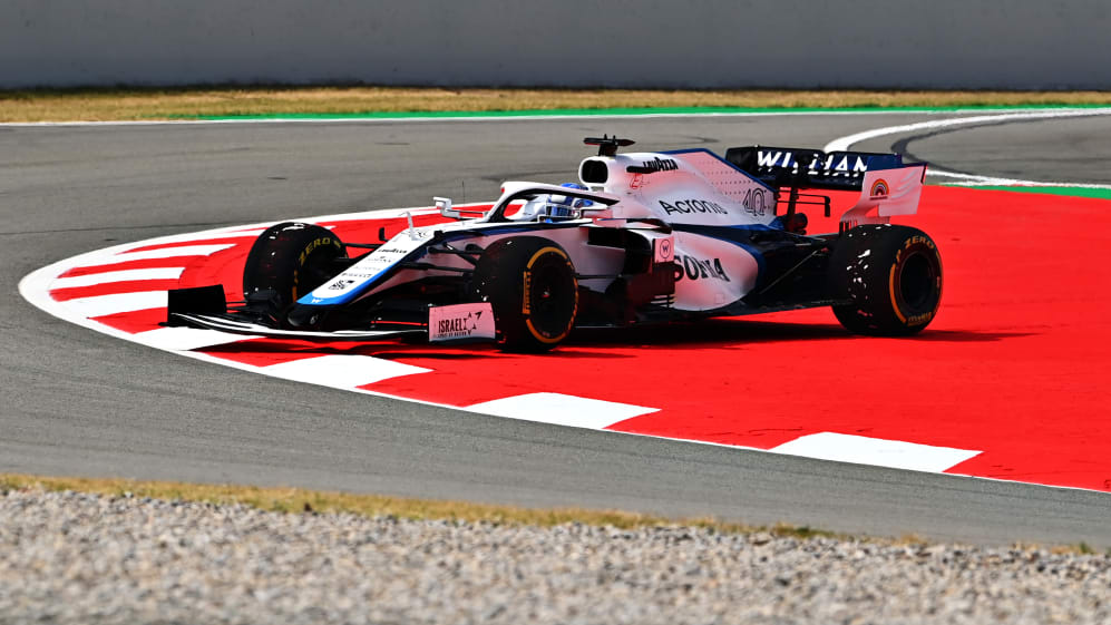 BARCELONA, SPAIN - AUGUST 14: Roy Nissany of Israel driving the Williams Racing FW43 Mercedes spins