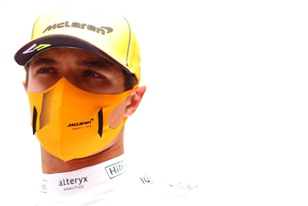 SPIELBERG, AUSTRIA - JULY 04: Lando Norris of Great Britain and McLaren speaks with his race