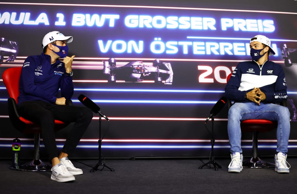 SPIELBERG, AUSTRIA - JULY 01: Nicholas Latifi of Canada and Williams and Pierre Gasly of France and
