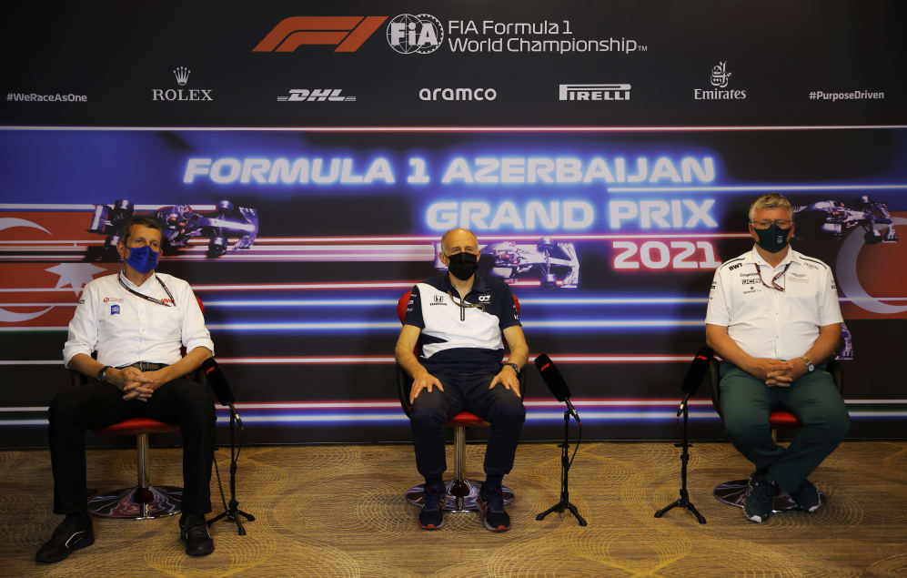 BAKU, AZERBAIJAN - JUNE 04: Haas F1 Team Principal Guenther Steiner, Scuderia AlphaTauri Team