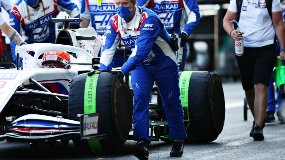 BAKU, AZERBAIJAN - JUNE 06: Nikita Mazepin of Russia driving the (9) Haas F1 Team VF-21 Ferrari is