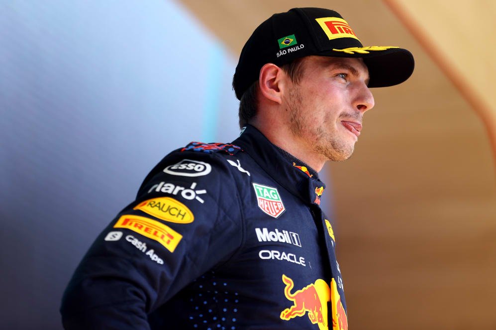 SAO PAULO, BRAZIL - NOVEMBER 14: Second placed Max Verstappen of Netherlands and Red Bull Racing
