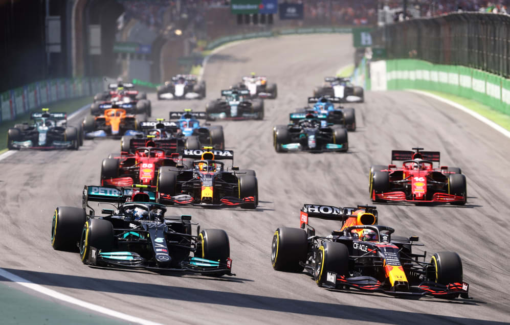 SAO PAULO, BRAZIL - NOVEMBER 14: Max Verstappen of the Netherlands driving the (33) Red Bull Racing